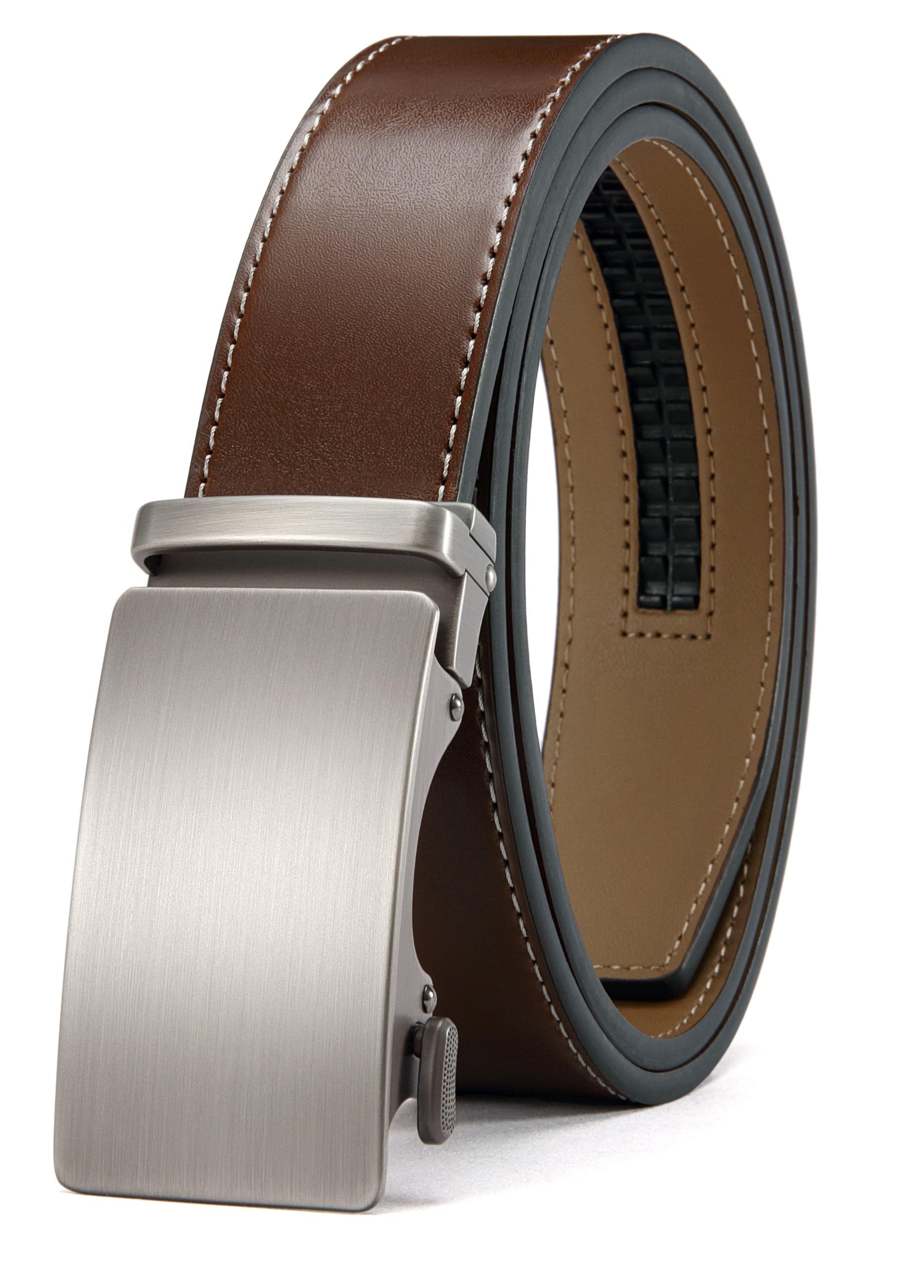 CHAOREN Mens Belt - Mens Ratchet Belt Leather 1 3/8" for Dress Pant - Micro Adjustable Belt Fit Everywhere